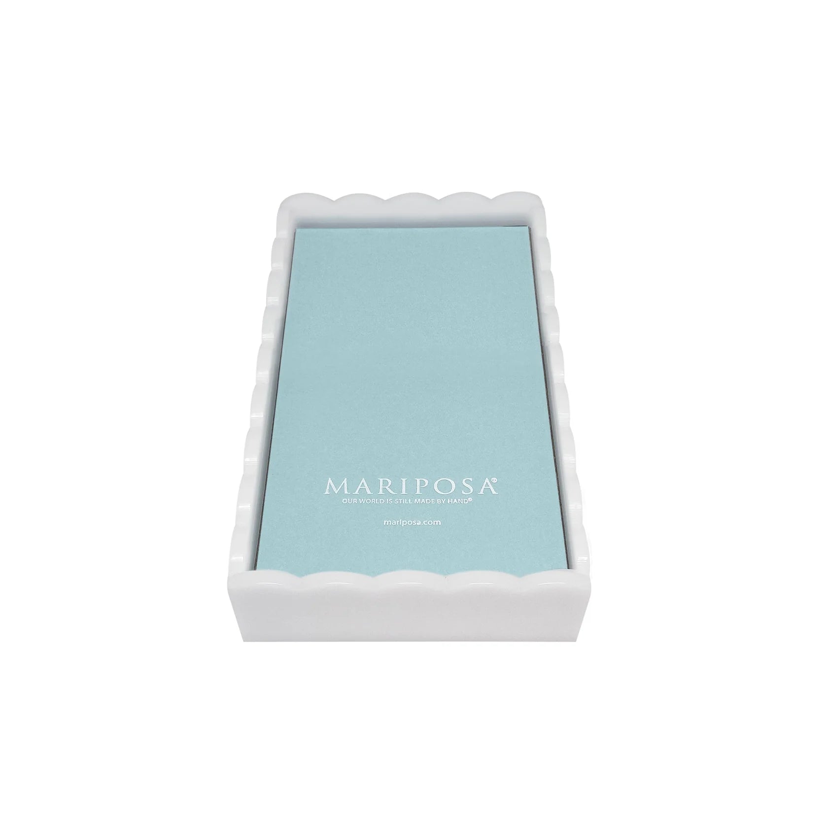 White Scalloped Guest Towel Box with Insert