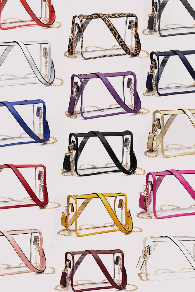 Clear Rectangle Stadium Concert Crossbody Bag: Royal Blue