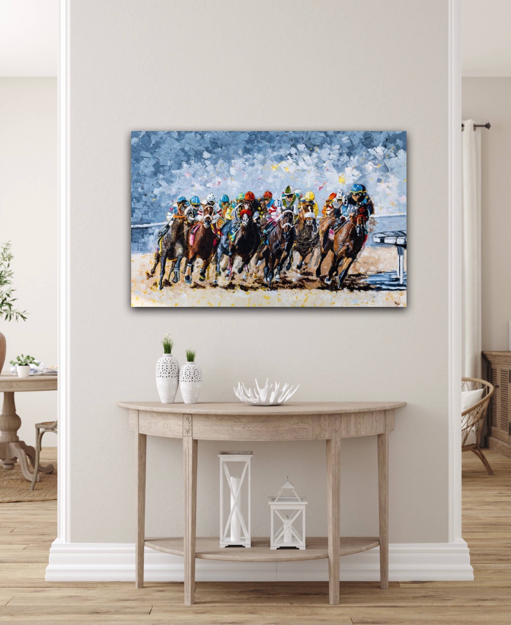 Kentucky Legacy Print "And Down The Stretch They Come": 18x24 / Fine Art Satin Canvas Paper