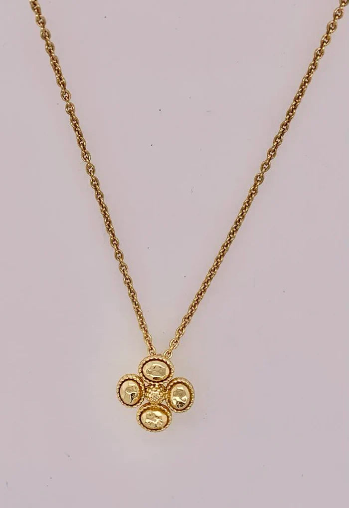 Berry Clover Station Necklace, 16"+2" - Gold