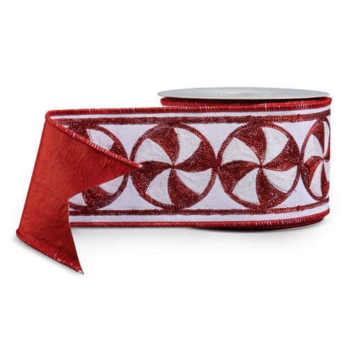 4" X 10 YDs Peppermint Wired Ribbon