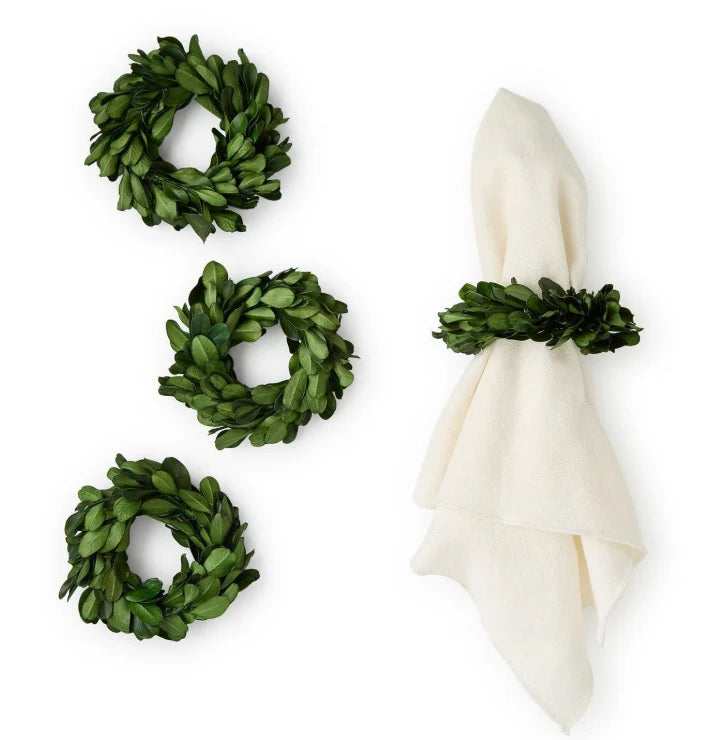 Boxwood Wreath Napkin Rings Set of 4