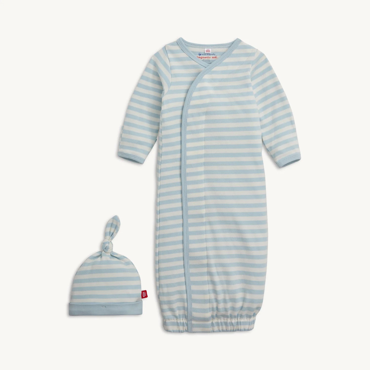 Blue Stripe Gown and Hat Set NB-3M-Magnetic Me