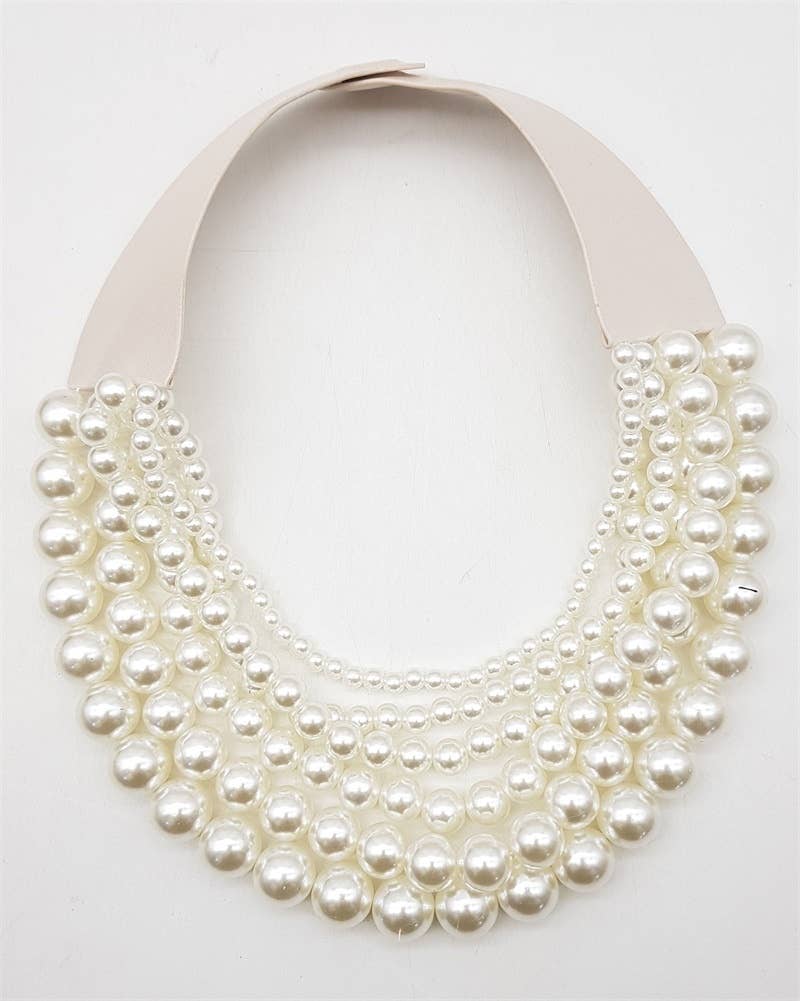 Chunky Beaded Layered Pearl Necklace