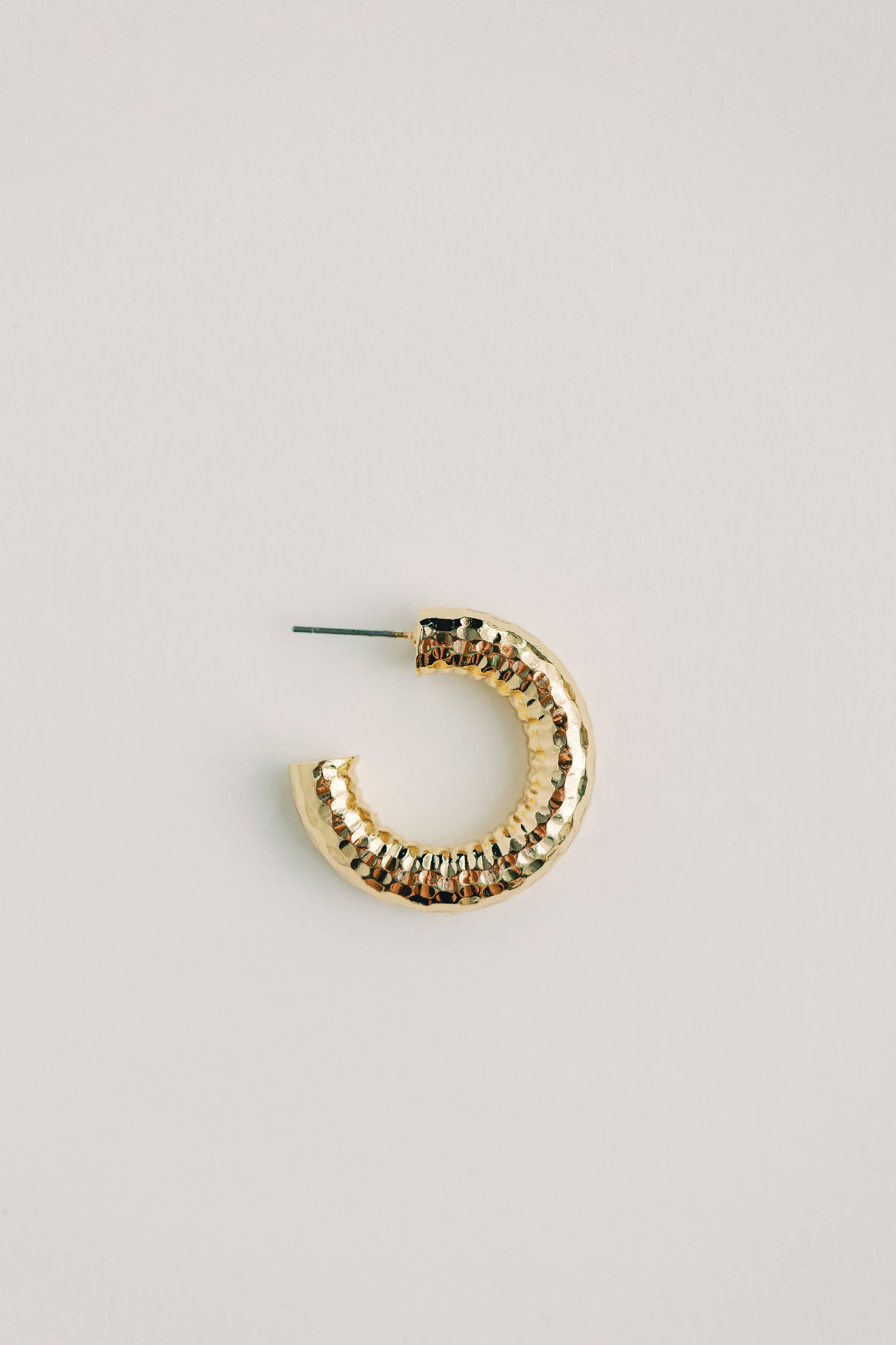 Hammered Gold Vintage Style Hoop Earrings