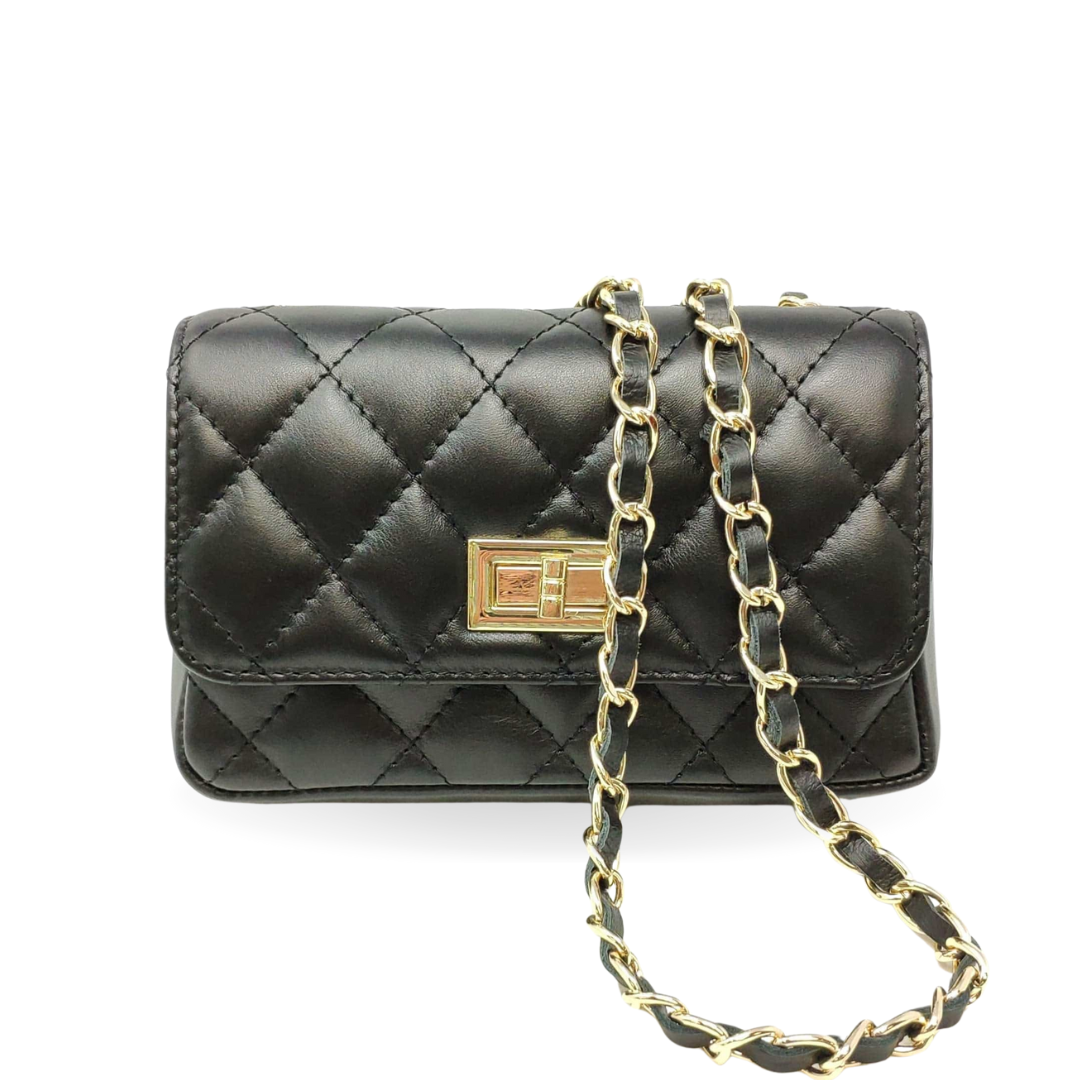 GF1195 GENUINE ITALIAN LEATHER EVENING CROSSBODY: GOLD