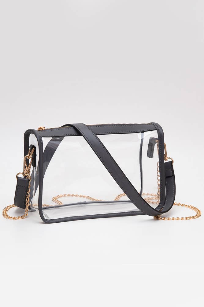Clear Rectangle Stadium Concert Crossbody Bag: Royal Blue