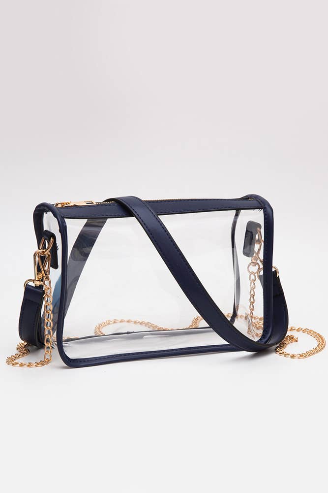 Clear Rectangle Stadium Concert Crossbody Bag: Royal Blue