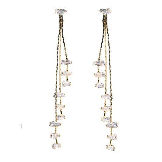 Cascading Diamond Holiday Tassel Statement Earrings