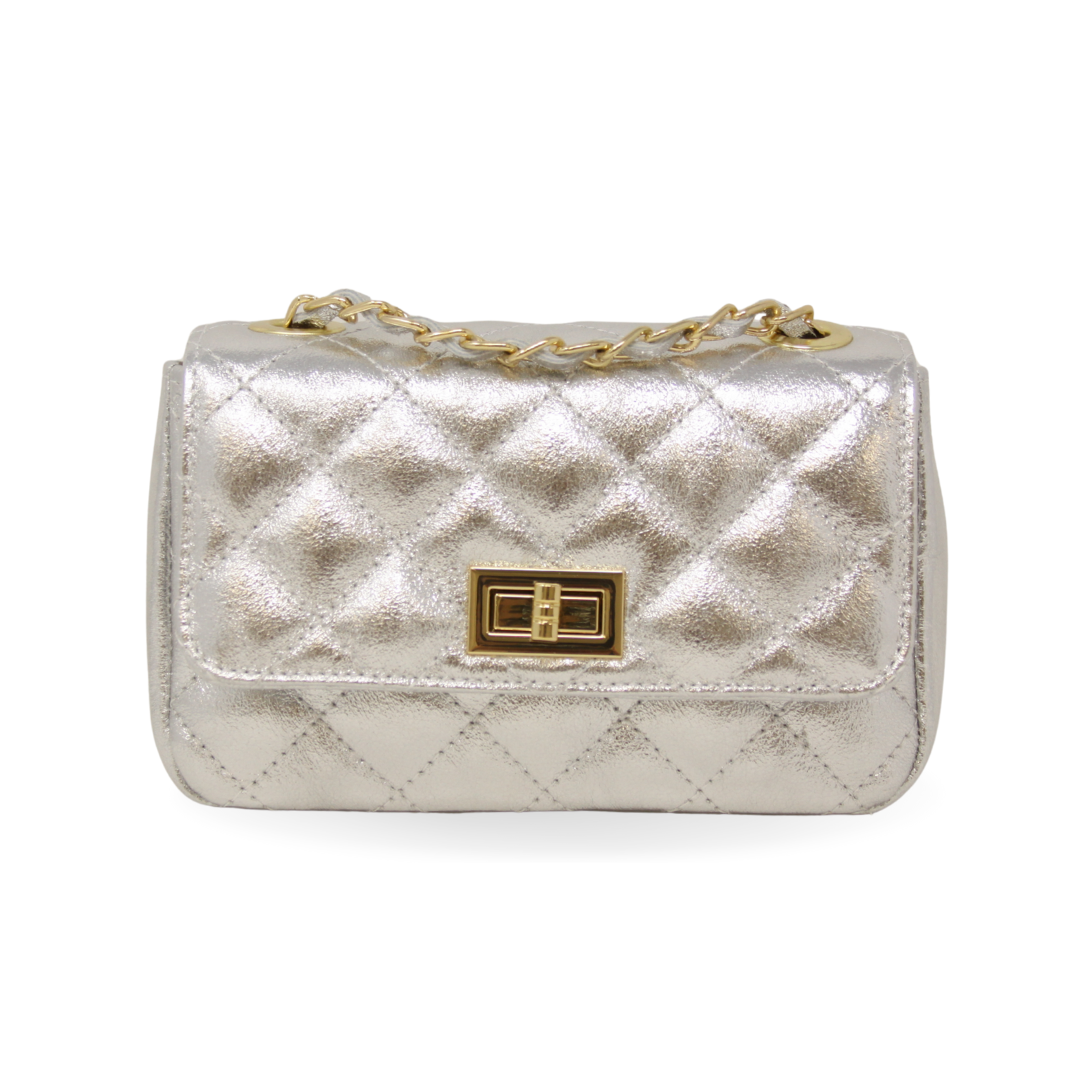 GF1195 GENUINE ITALIAN LEATHER EVENING CROSSBODY: GOLD
