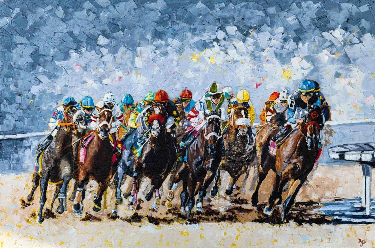 Kentucky Legacy Print "And Down The Stretch They Come": 11x14 / Fine Art Satin Canvas Paper