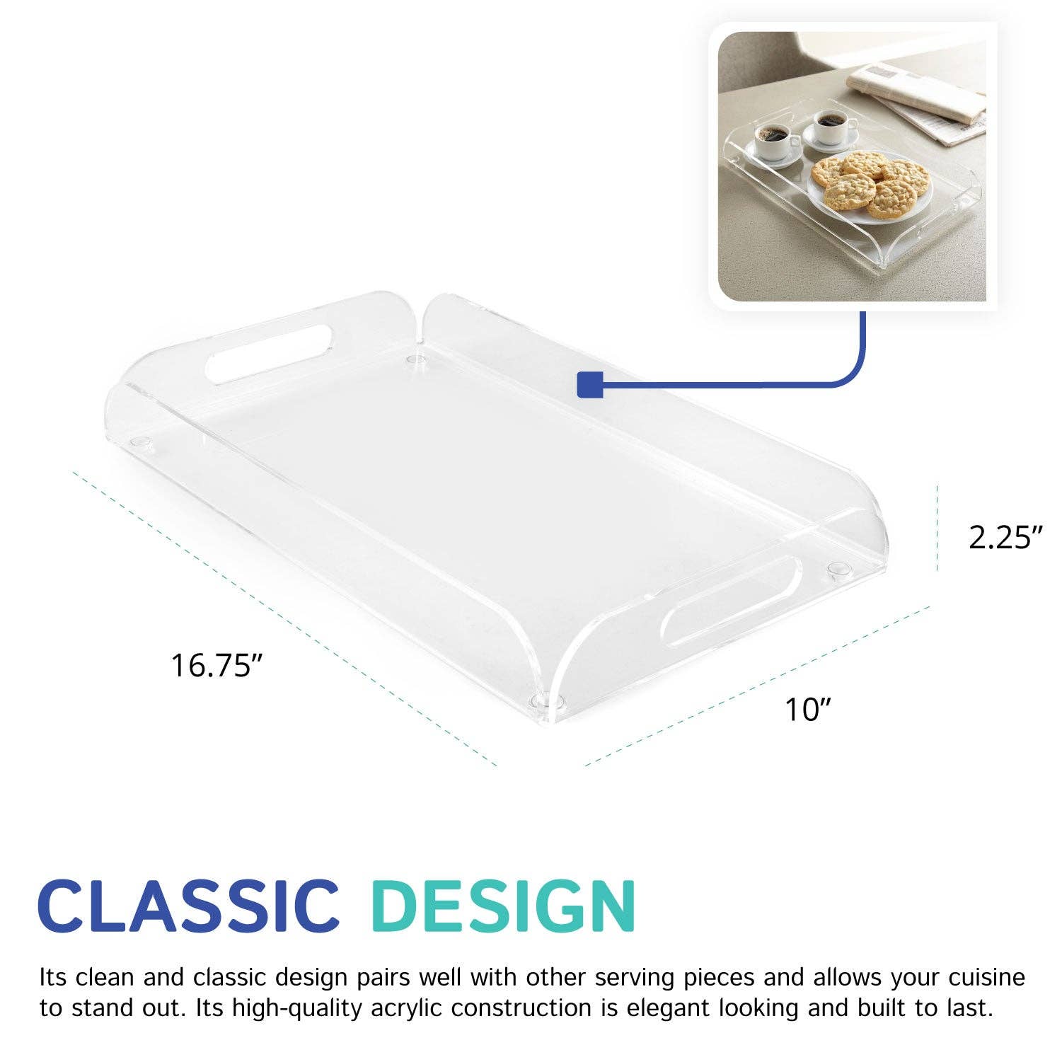 Classic Acrylic Serving Tray with Handles