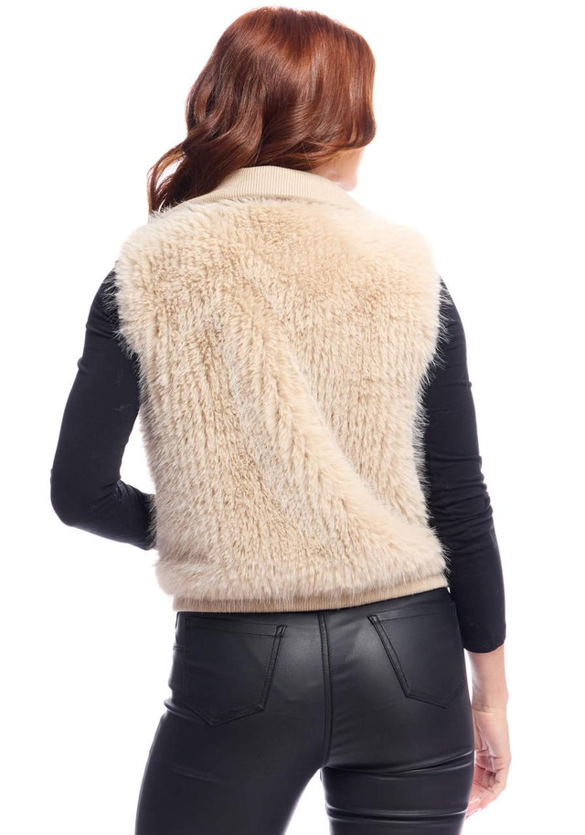 Champagne Fox Faux Fur Parkside Zip Vest