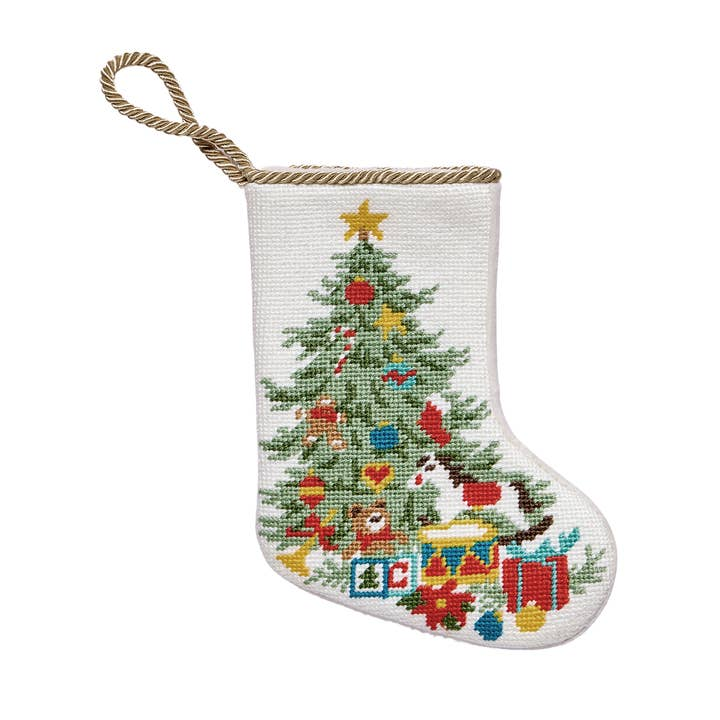 Christmas Tree Needlepoint Mini Stocking