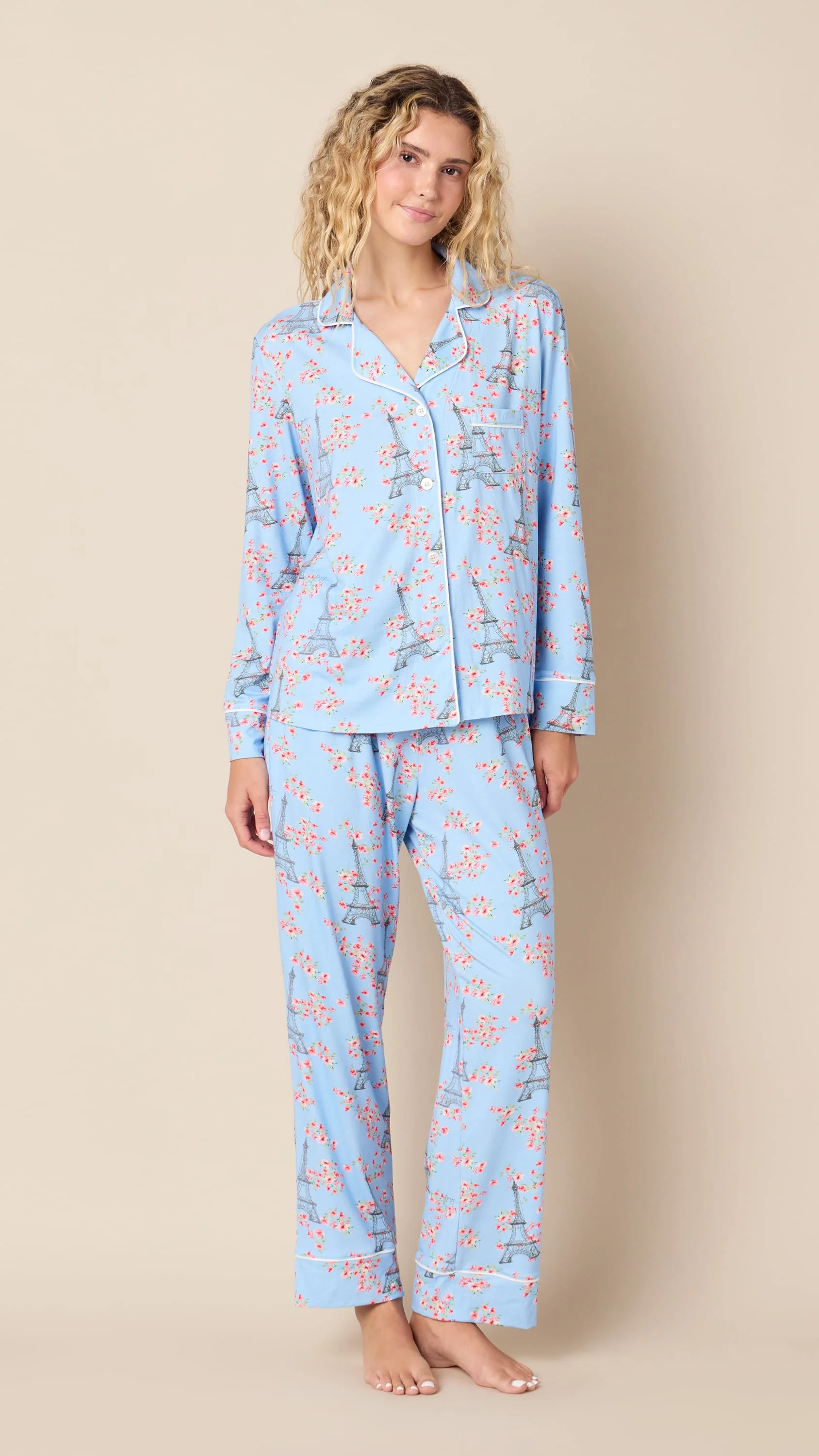 Petals over Paris Pima Knit Pajamas-XL