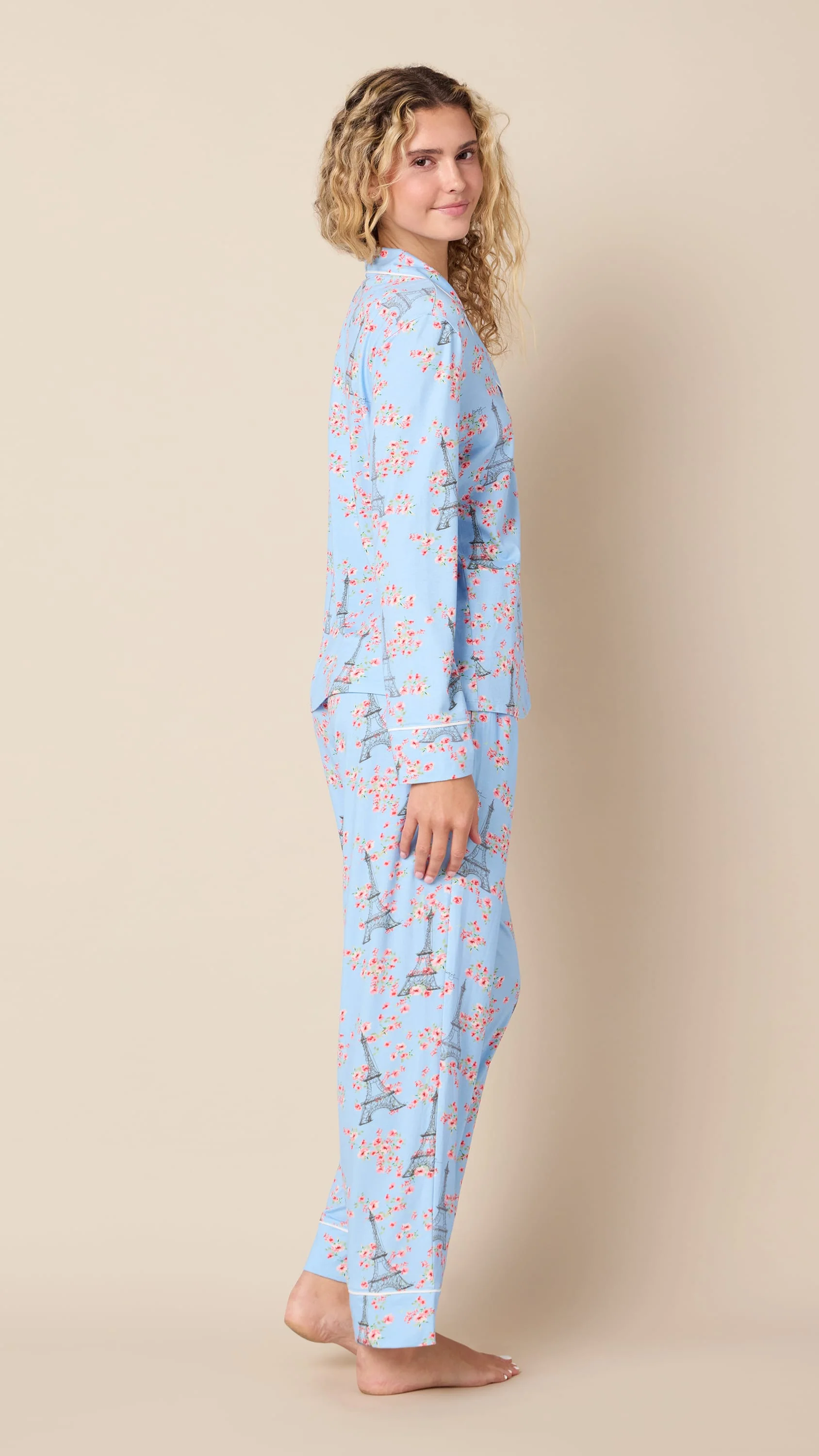 Petals over Paris Pima Knit Pajamas-XL