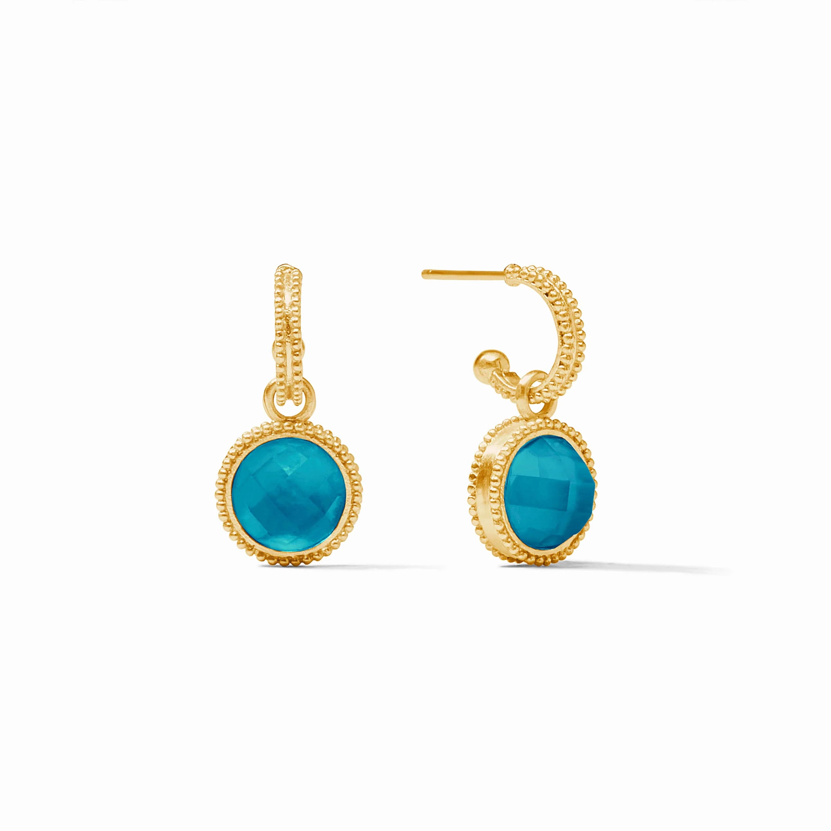 Fleur-de-Lis Hoop & Charm Earrings -Blue