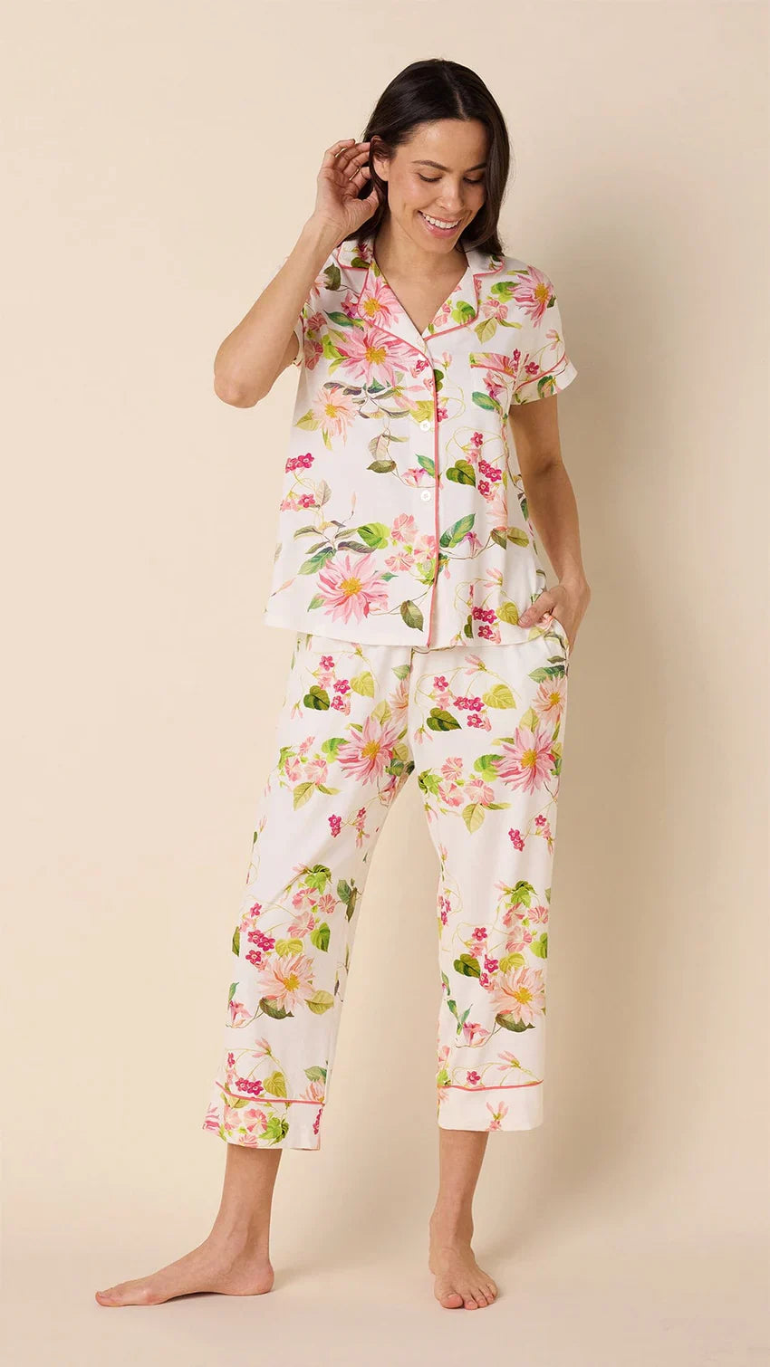 Carolina Pima Knit Capri Pajama Set (2 Piece)-Small