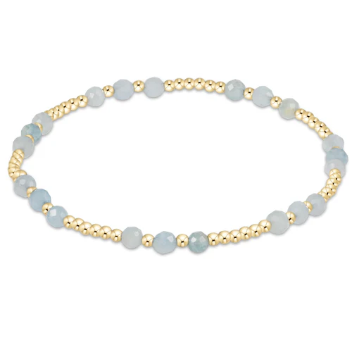 gemstone gold joy pattern 3mm bead bracelet - aquamarine