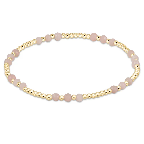 gemstone gold joy pattern 3mm bead bracelet - pink opal