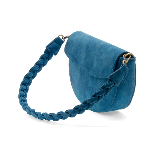 COBALT LUNA CRESCENT CROSSBODY W/ BRAIDED HANDLE