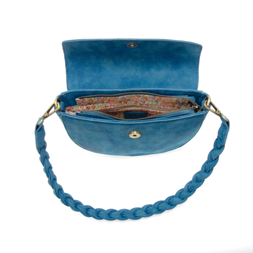 COBALT LUNA CRESCENT CROSSBODY W/ BRAIDED HANDLE