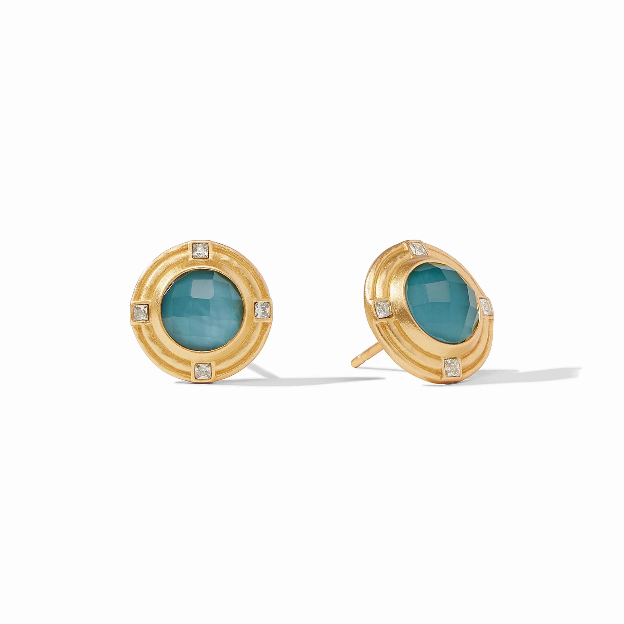 Astor Stone Stud Earring - Iridescent Peacock Blue