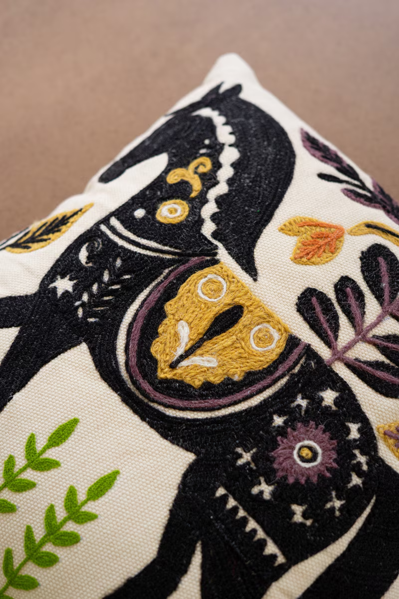 Embroidered Horse Pillow