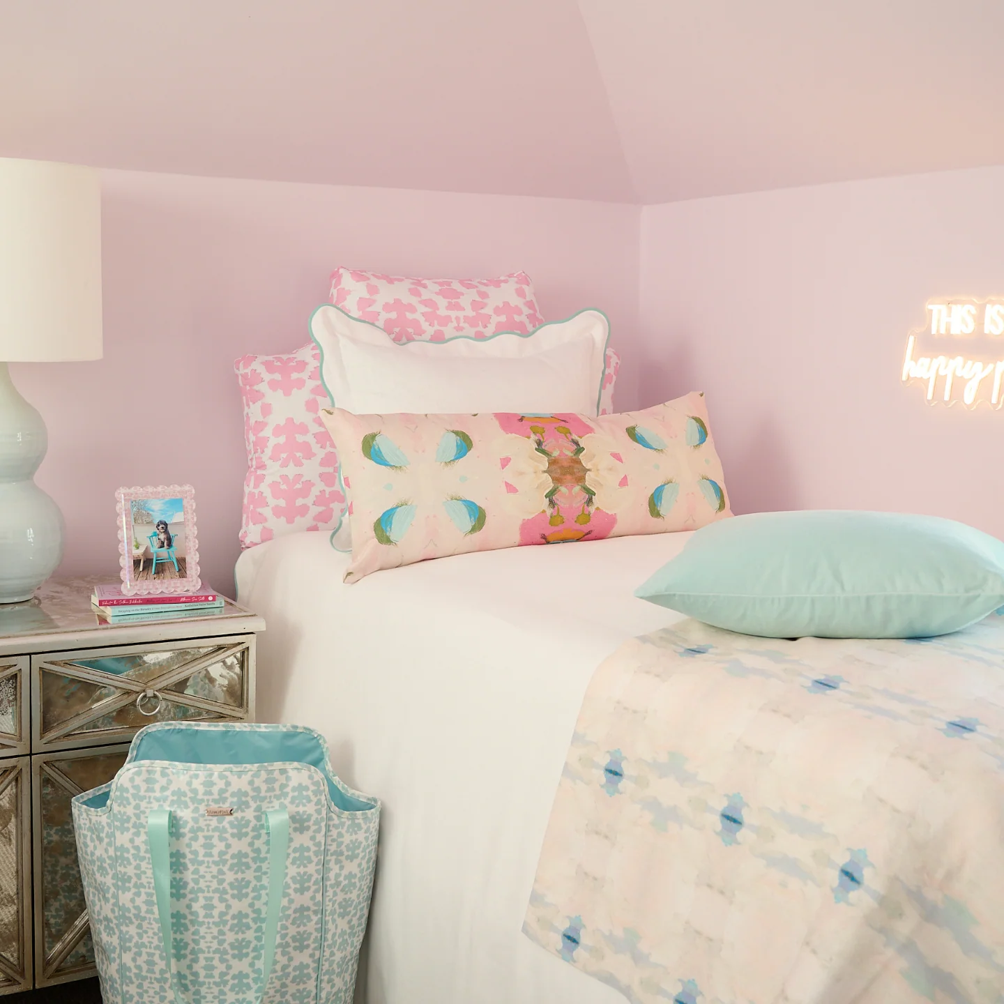 The Headboard Pillow - Monet's Garden Pink Twin XL