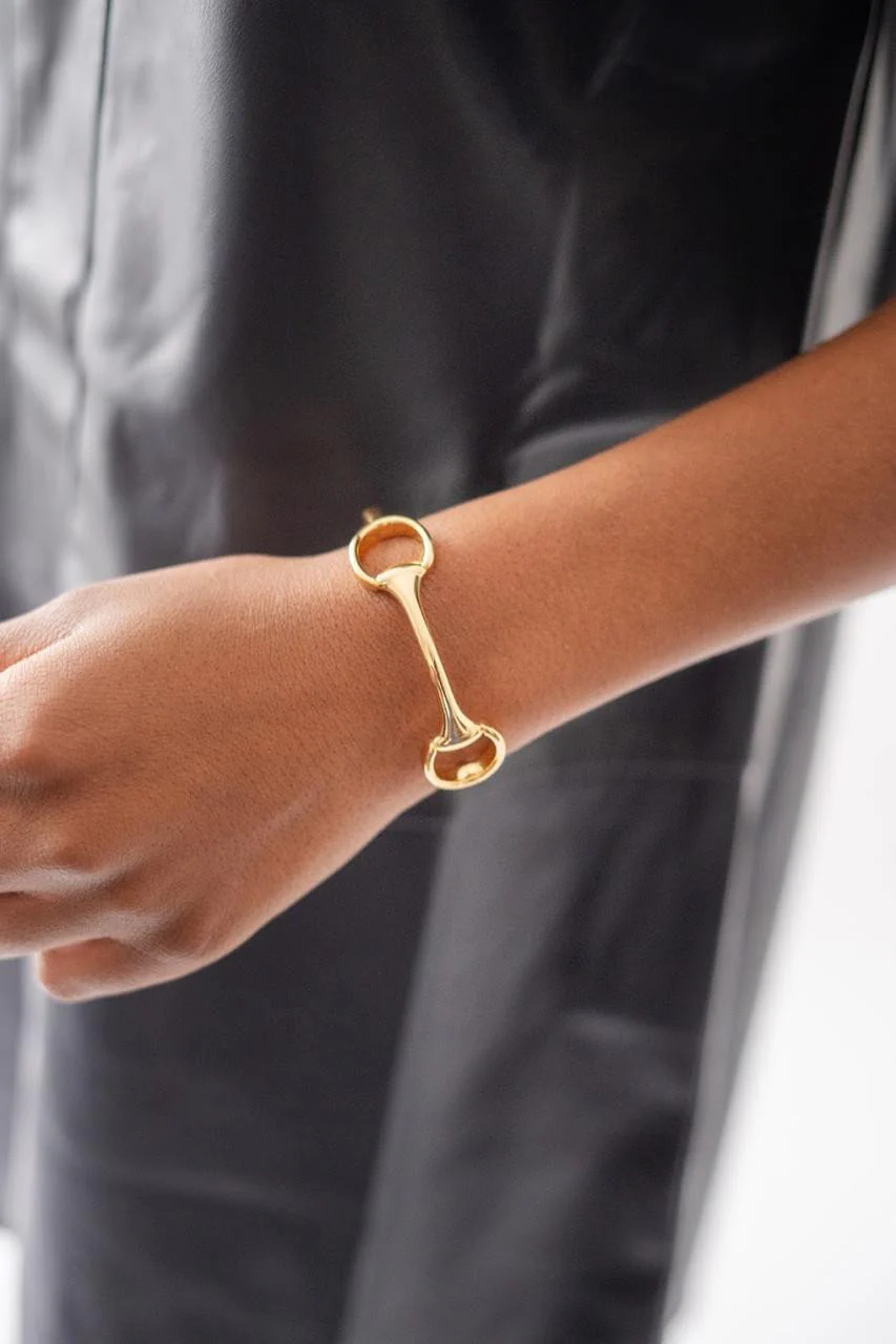 Gold Horse Snaffle Bit Cuff - 18k Plated