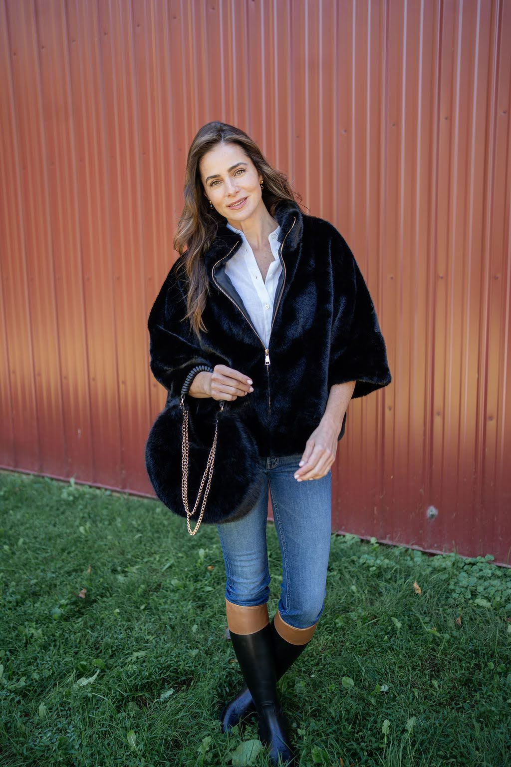Paige Faux Fur Jacket - Black