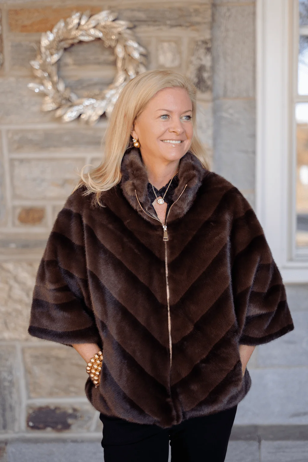 Paige Faux Fur Jacket - Brown