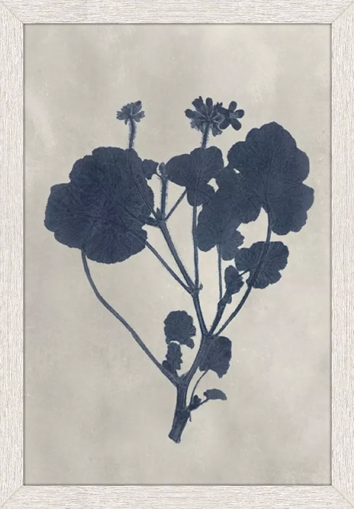 Pressed Blue Flower and Leaves Art - B