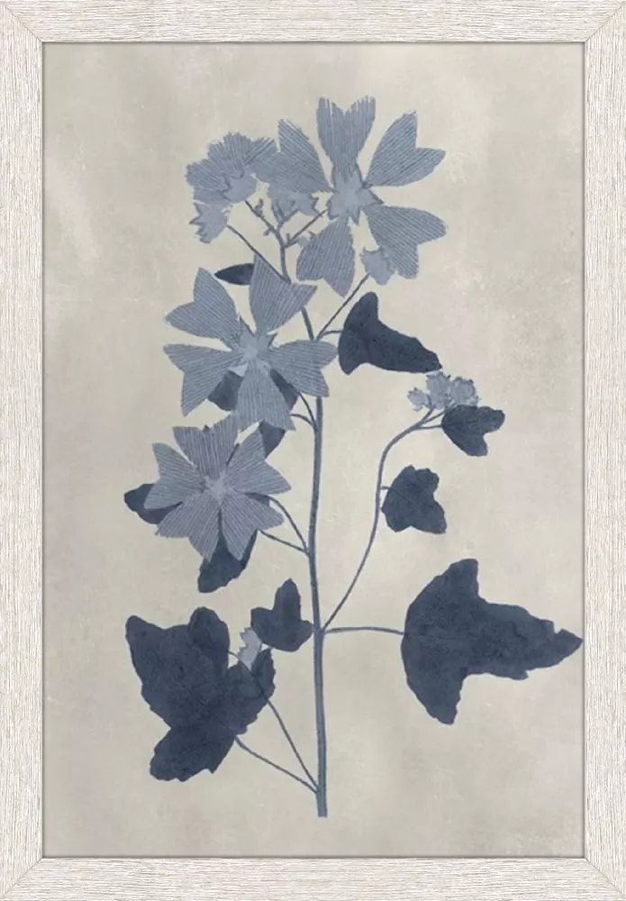 Pressed Blue Flower and leaves - C