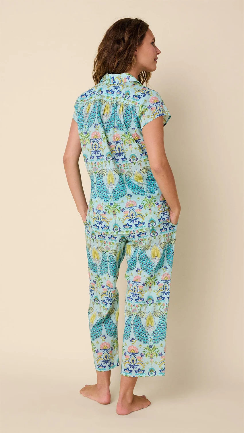 Peacock Voile Capri Pajama (2 Piece)-Medium