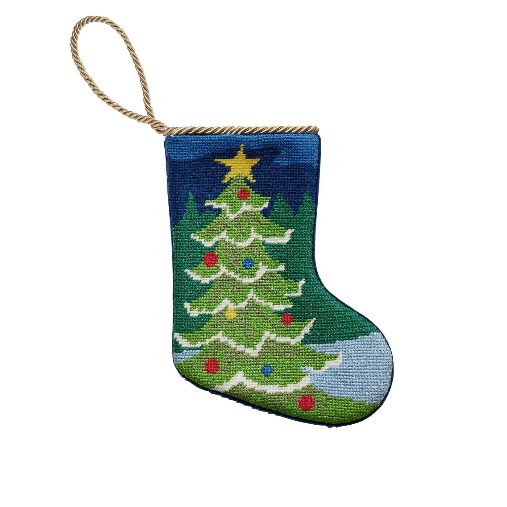 Christmas Tree Needlepoint Mini Stocking