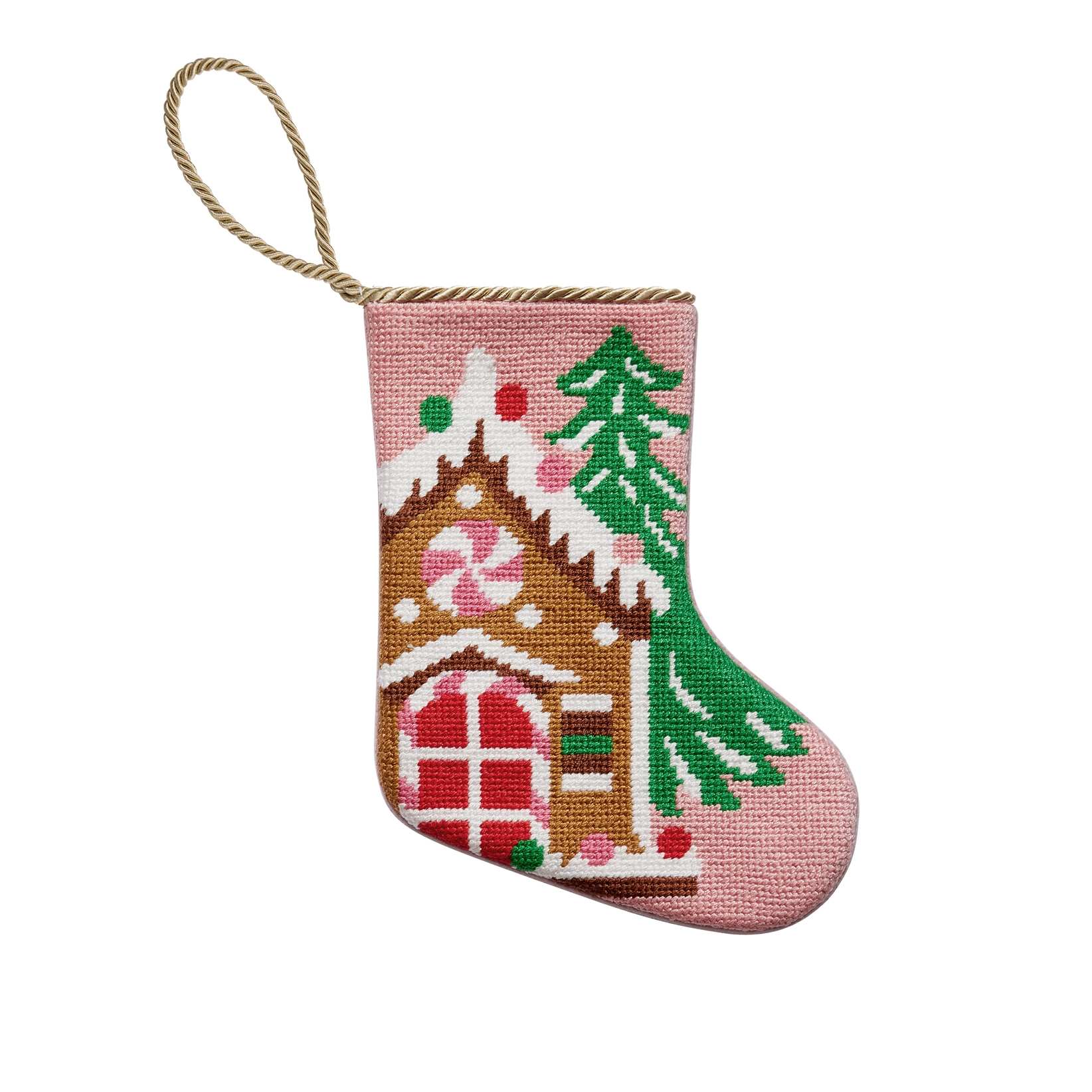Gingerbread House Needlepoint Mini Stocking