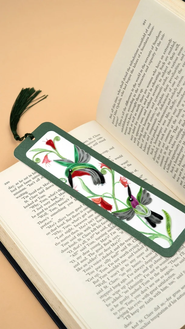 Hummingbirds Handmade Quilled Paper Bookmark