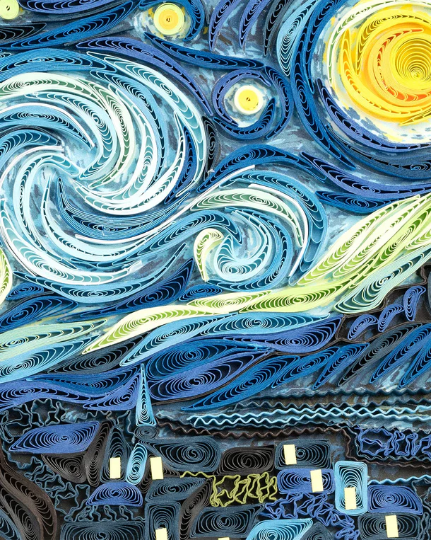 Quilled Artist Series - Starry Night, Van Gogh Greeting Card