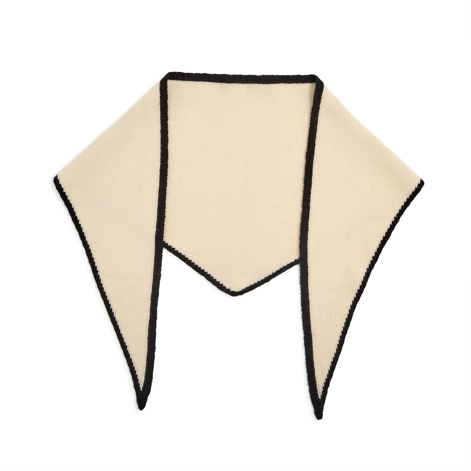 Le Pointe Contrast Border Triangular Scarf - Cream