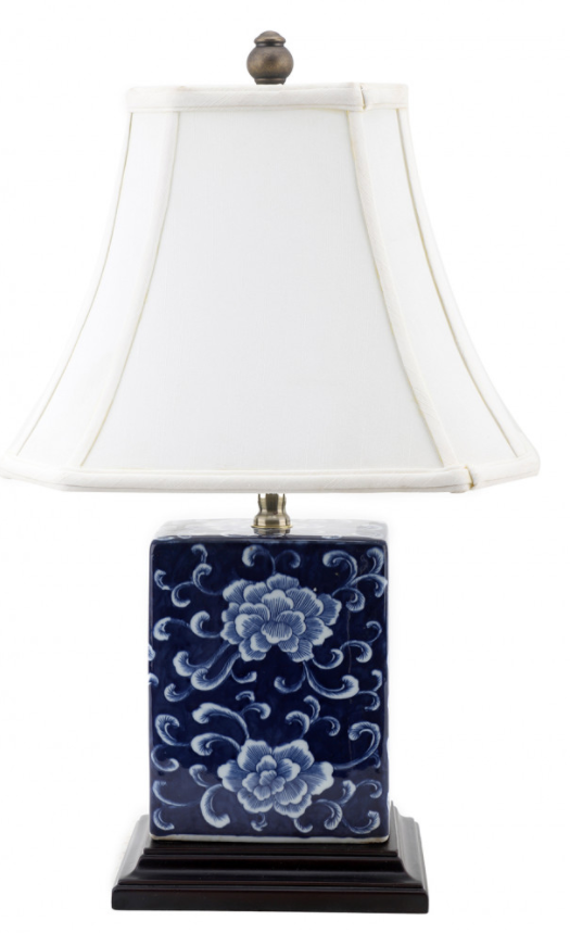 Porcelain Blue Peony Box Lamp