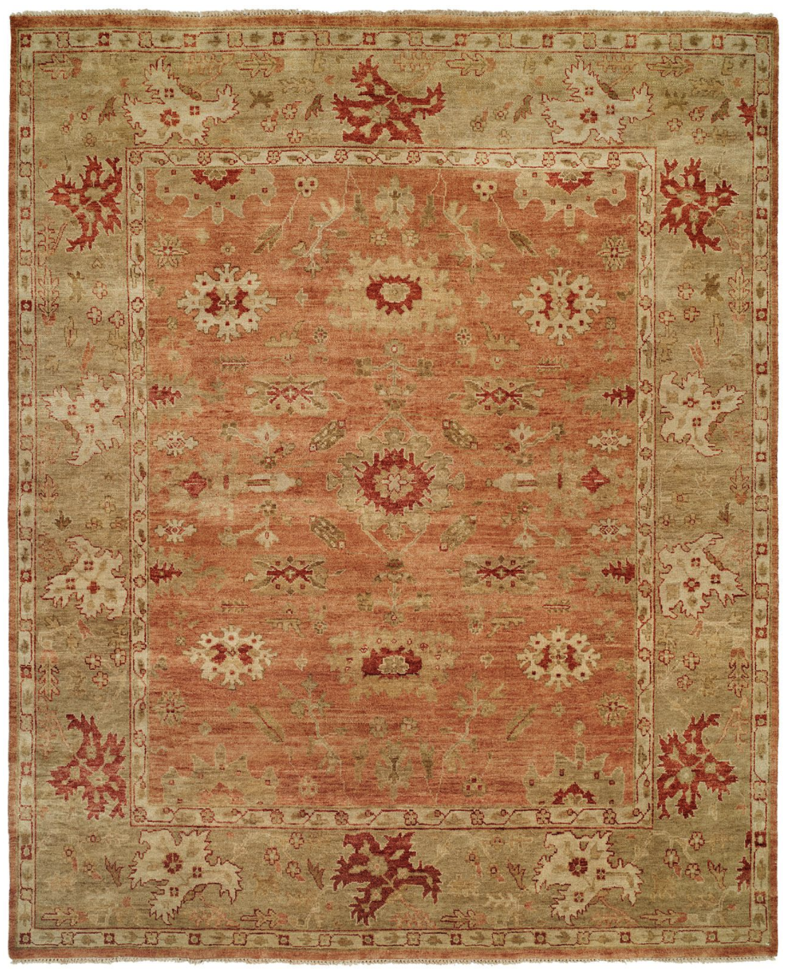 Evie Terracotta and Light Green Rug (4'x6') CALL FOR PRICING