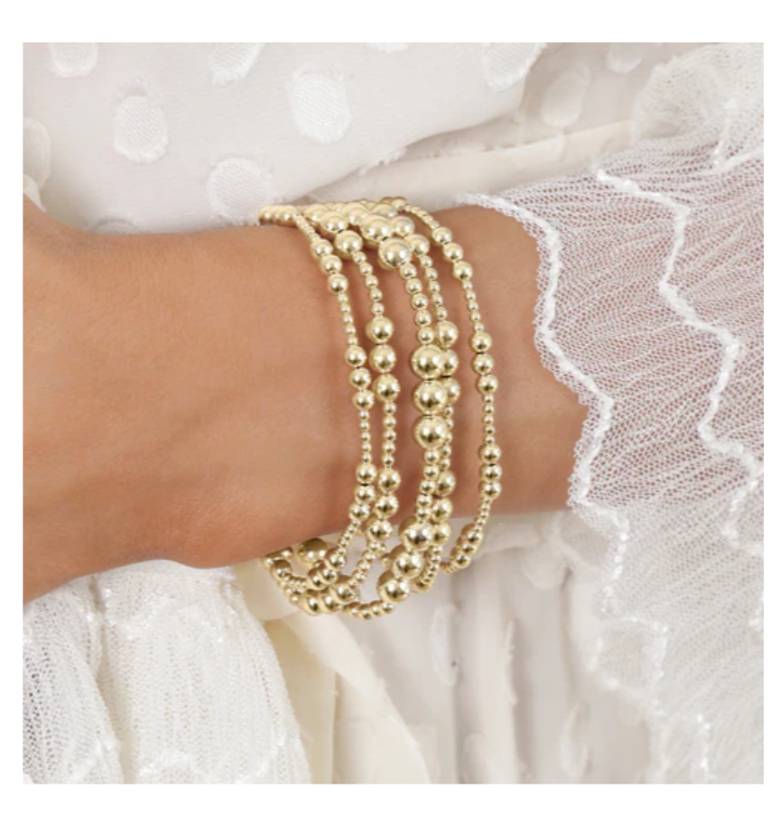 Classic Joy Pattern 5mm Bead Bracelet- Gold