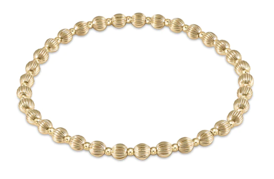 Dignity Grateful Pattern 4mm Bead Bracelet- Gold