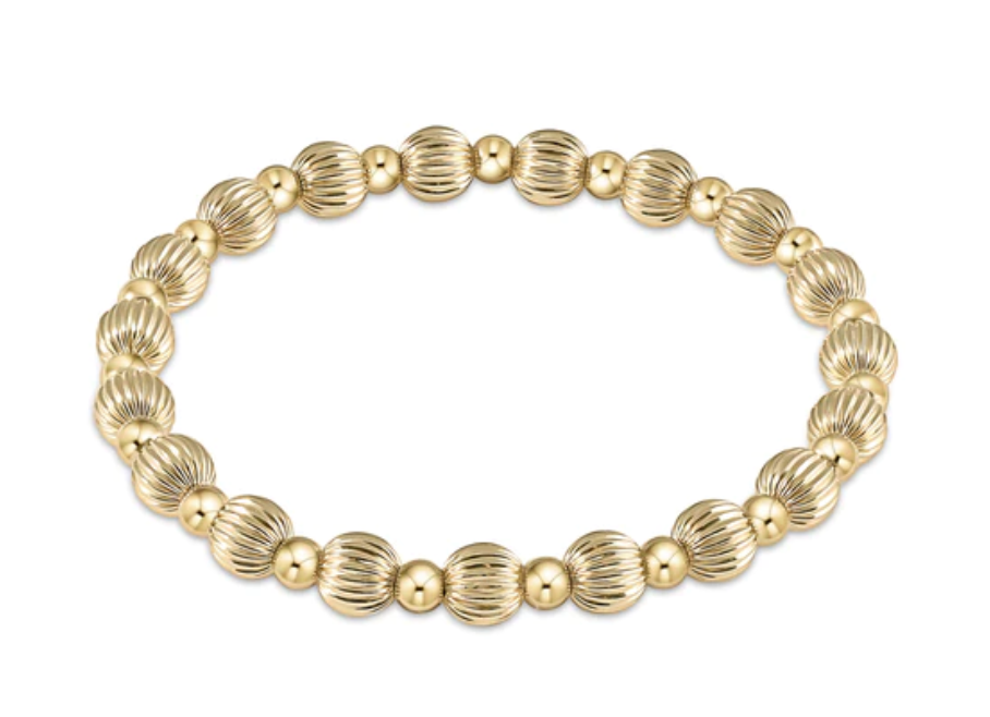 Dignity Grateful Pattern 6mm Bead Bracelet- Gold