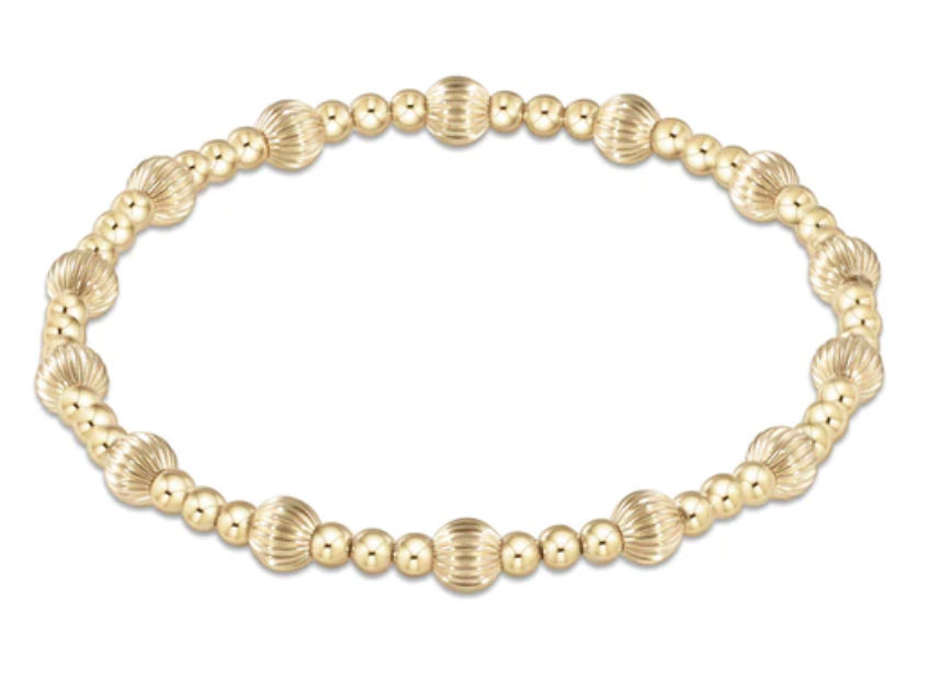 Dignity Sincerity Pattern 5mm Bead Bracelet- Gold