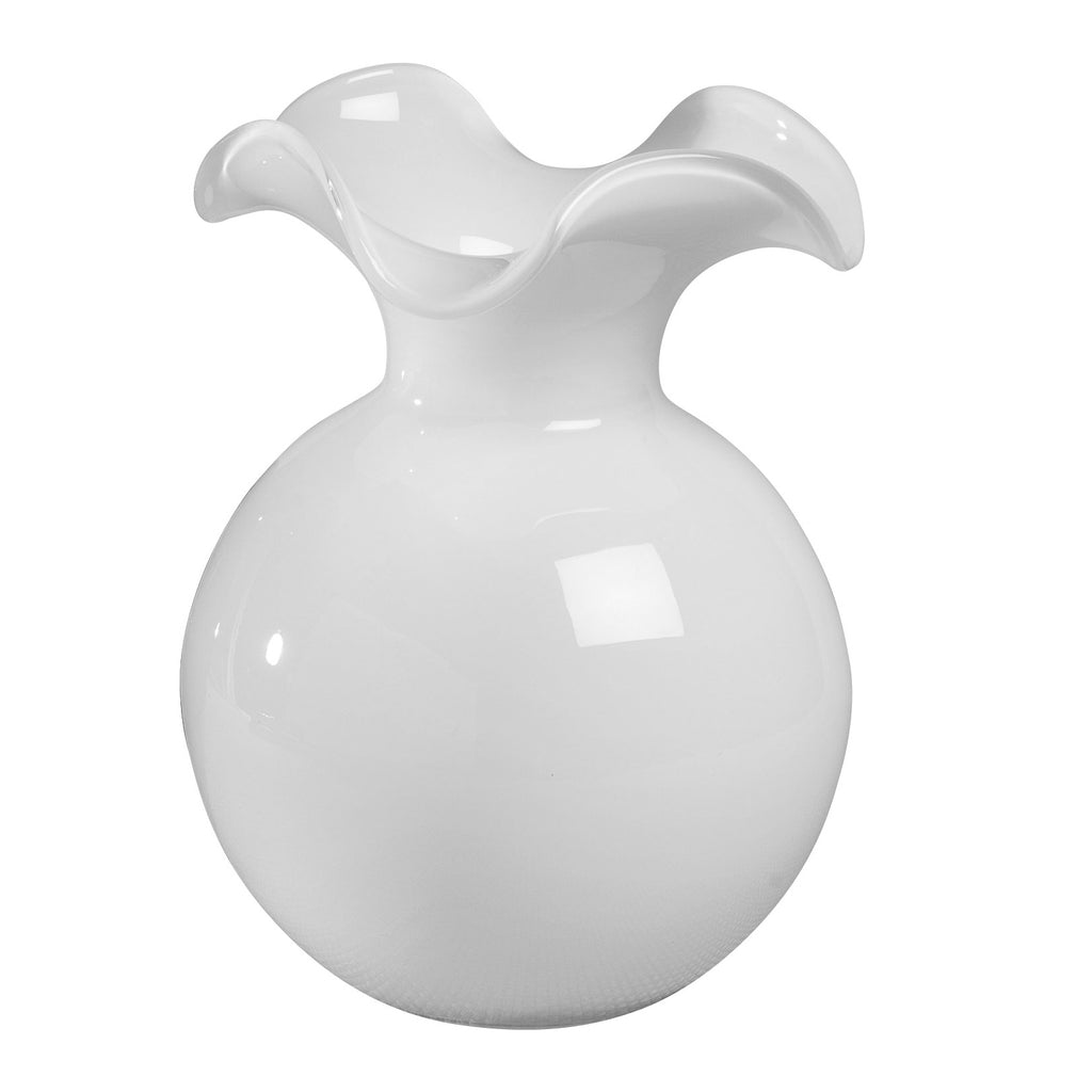 Hibiscus Glass White Bud Vase
